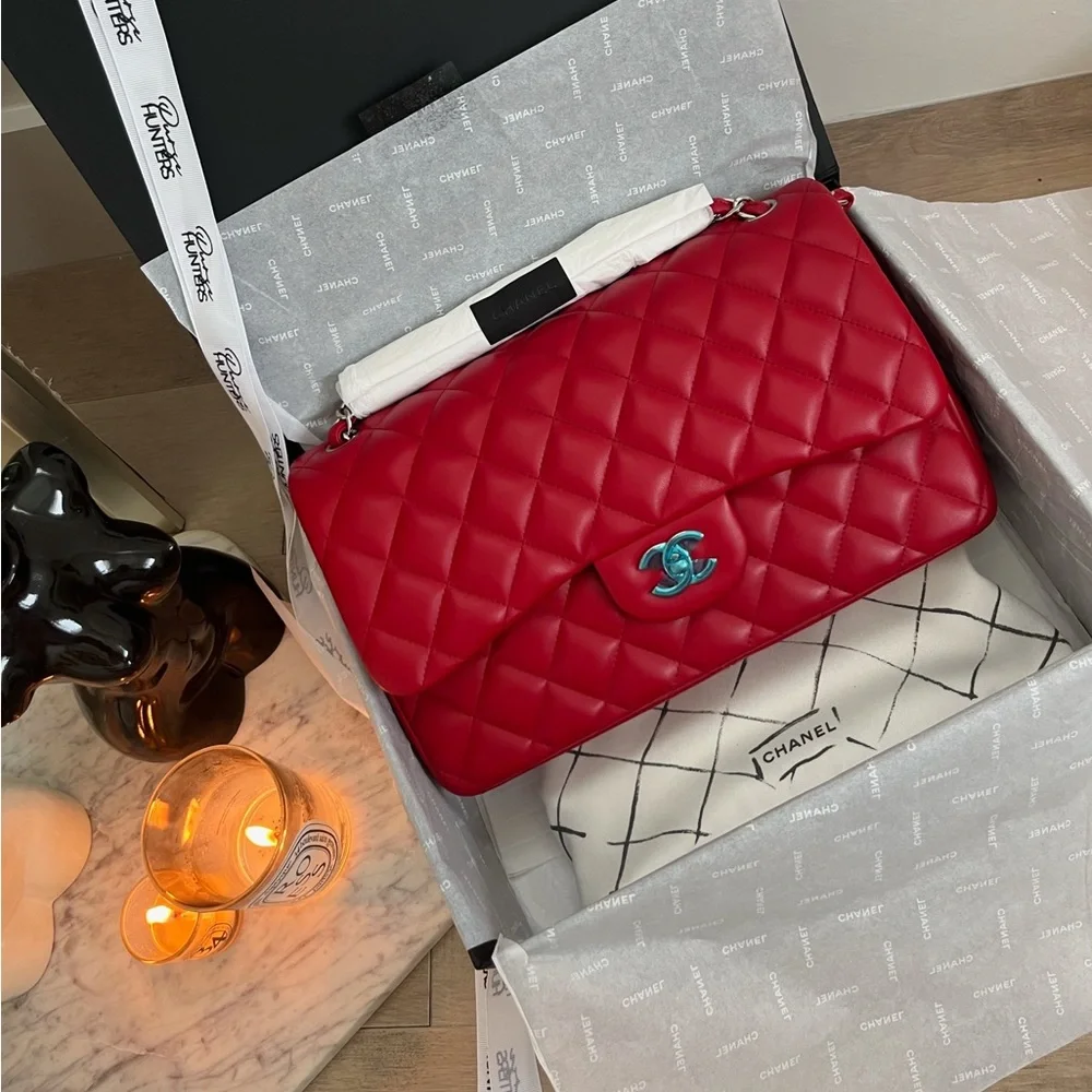 đź–¤SOLD ON WEBSITEđź–¤100% authentic CHANEL classic jumbo double flap red lambskin - Picture 1 of 9